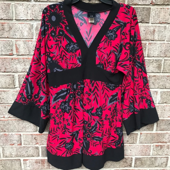 Asian-Inspired Tunic Mini Dress Kimono Bell Sleeves Empire Waist | M/L - Picture 4 of 12